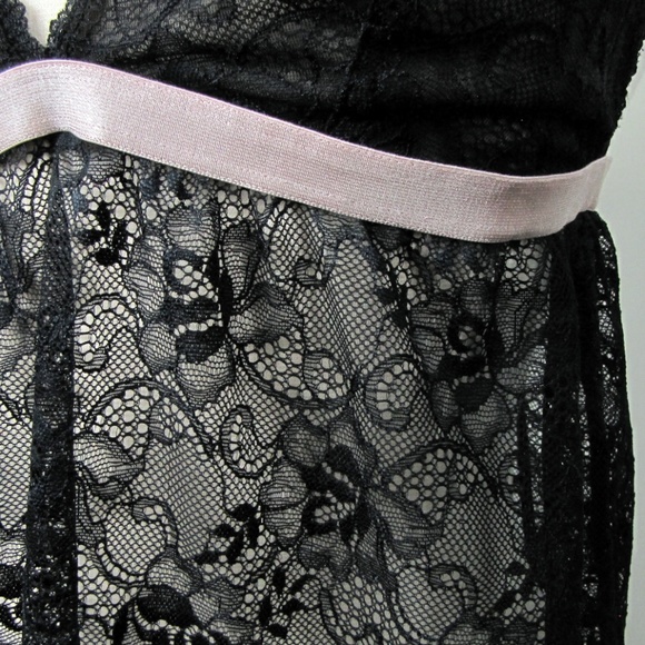 Gilligan Black Lace  with Pink Trim Teddy Cami M - Picture 6 of 8